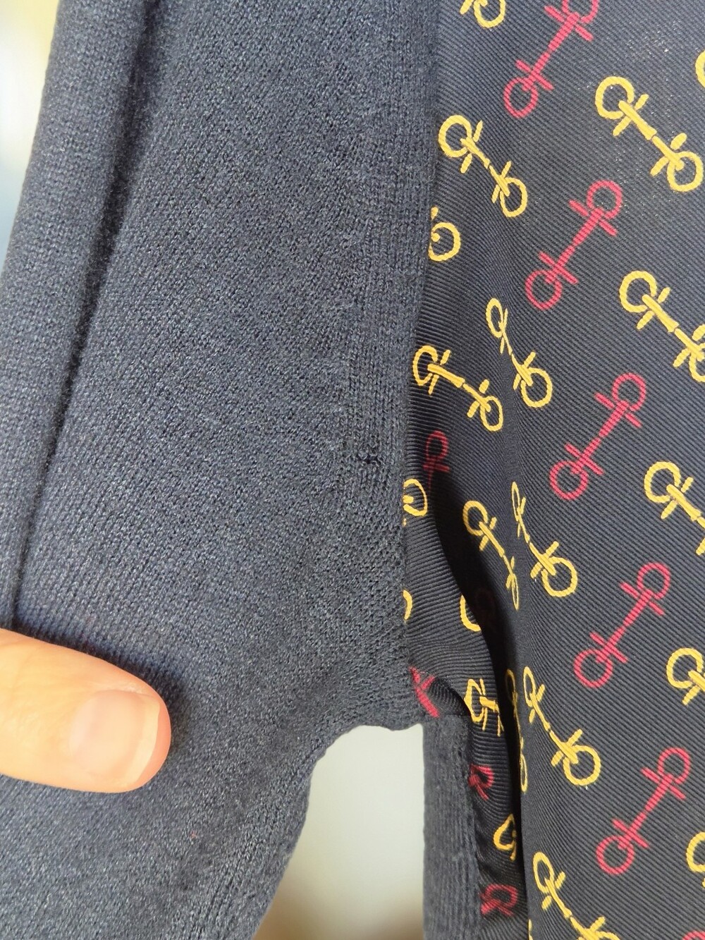 Ann Taylor Navy Cardigan Sweater with Equestrian Horse Bit Print - Picture 4 of 7